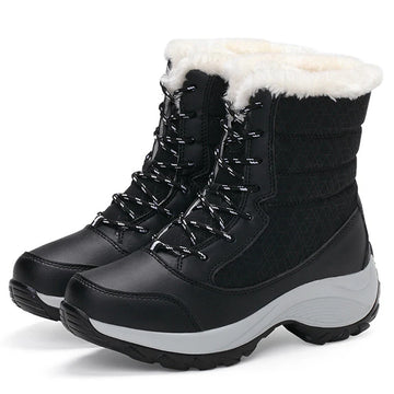 Xajzpa Ankel Boots for Women Winter Outdoor Warm Snow Boots Chunky Platform Waterproof Non-slip Warm Shoes Woman Boots Plus Size Casual
